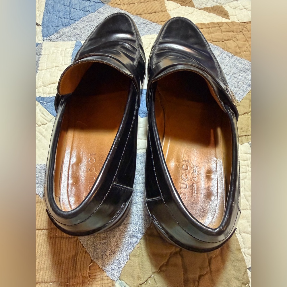 Gucci Interlocking G Black Leather Slip On Loafers:Size 10 - Picture 11 of 14